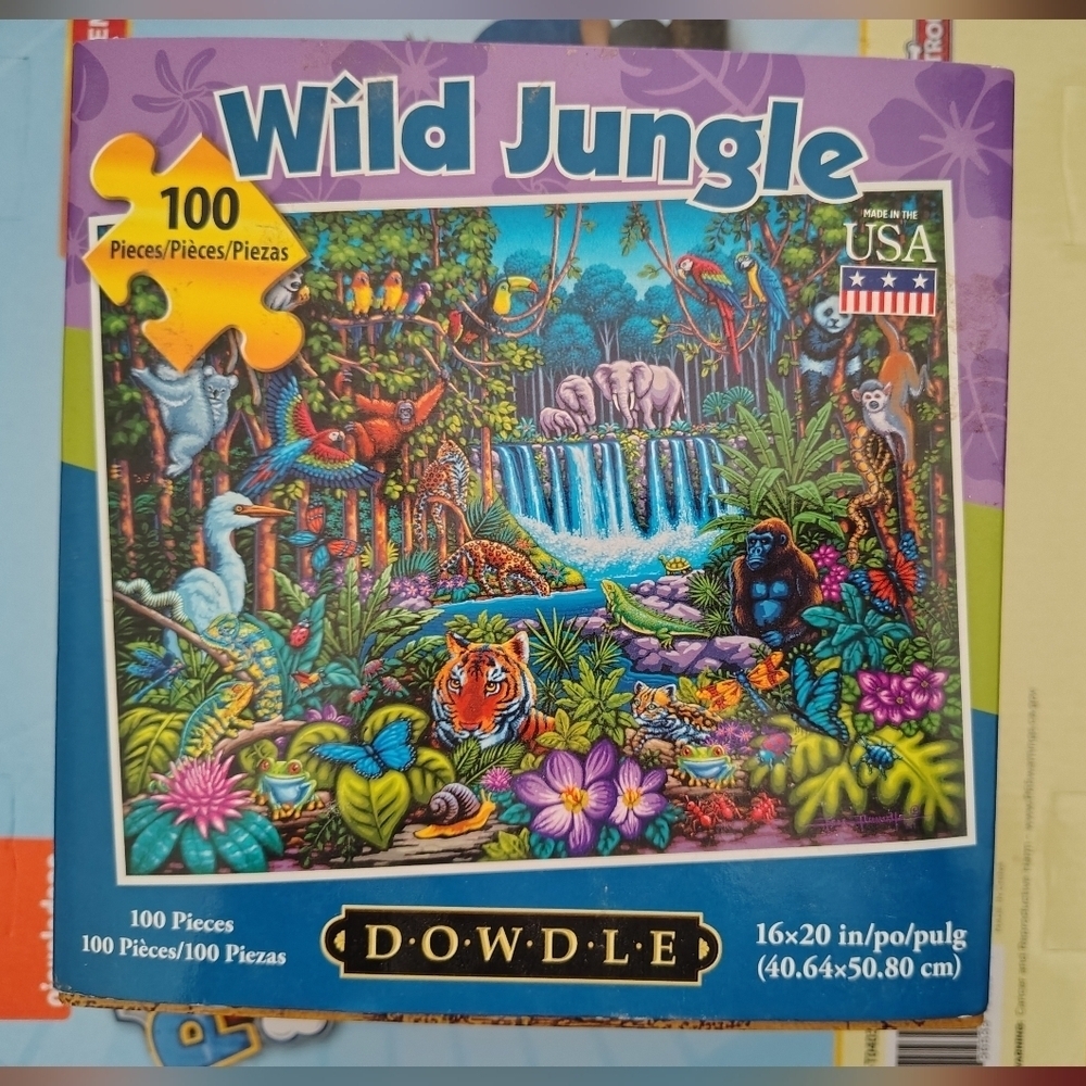 Dowdle Wild Jungle 1000 Piece Jigsaw Puzzle 19" x 27" USA Made